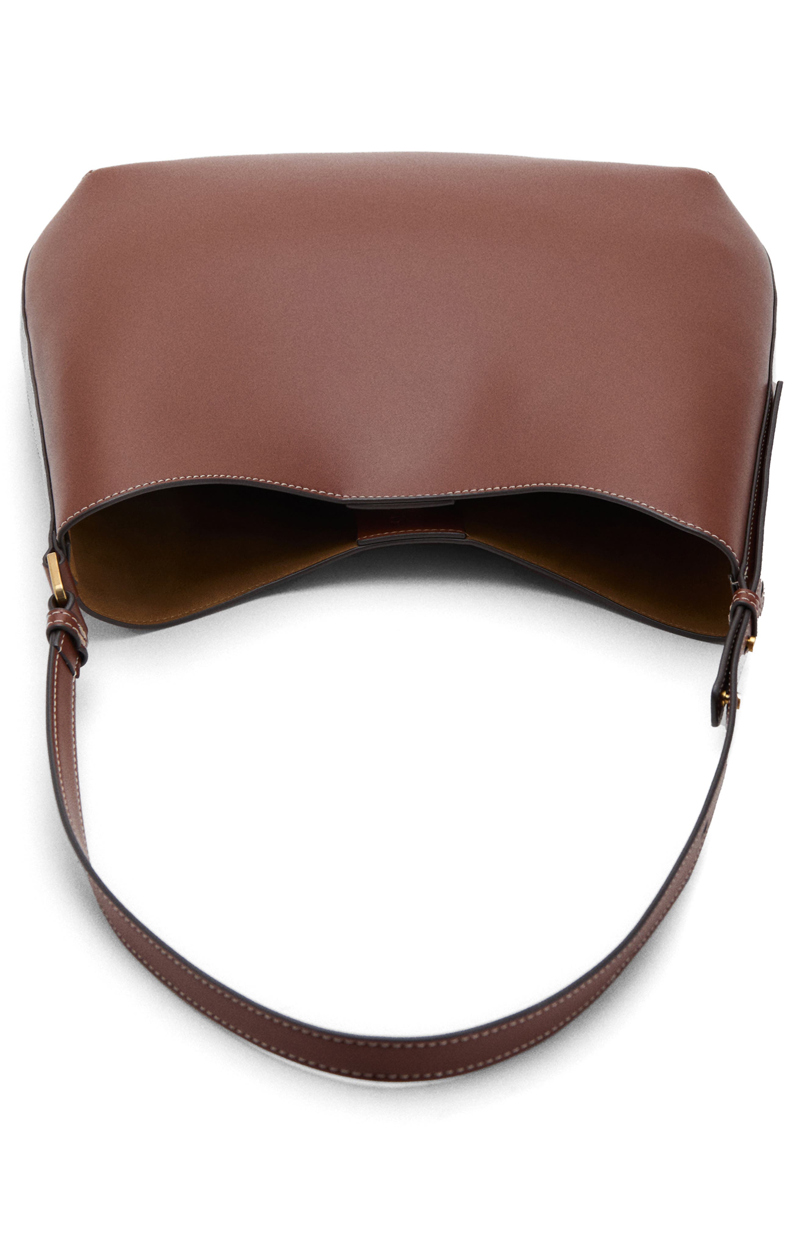 MANGO Large Oval Faux Leather Shoulder Bag, Alternate, color, Leather