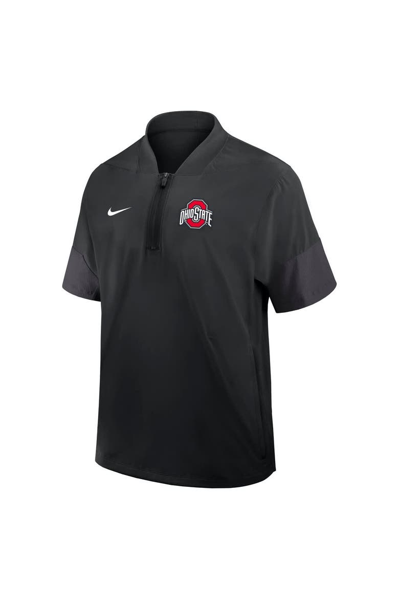 Men's Nike Black Ohio State Buckeyes 2025 Sideline Short Sleeve Quarter-Zip Coach Jacket, Alternate, color, Black