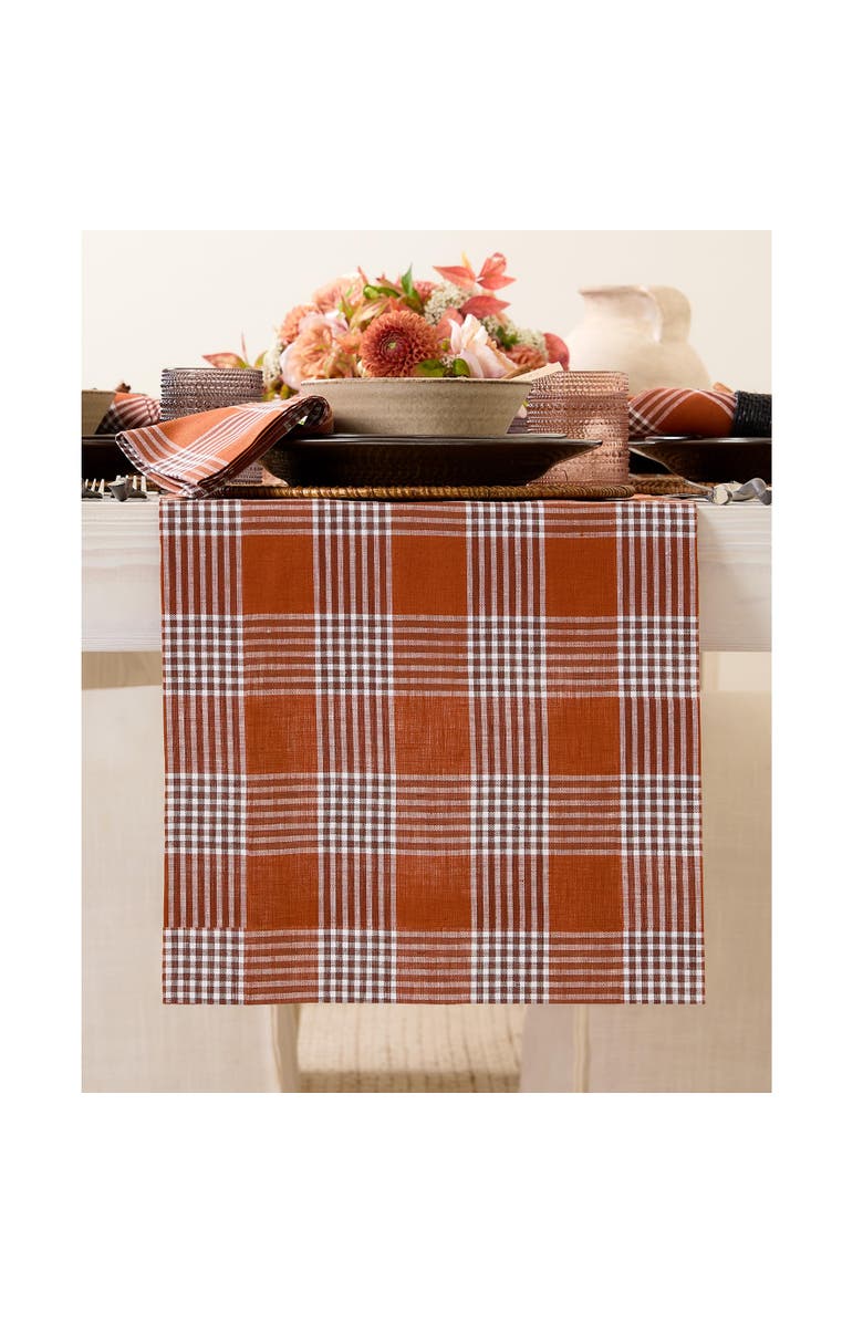 Solino Home Linen Table Runner - Glen Check, Main, color, Nutmeg
