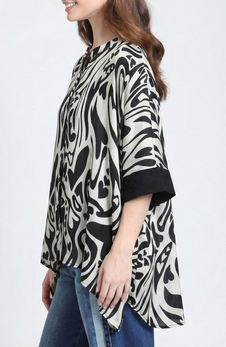 APNY Abstract Print Button-Up Tunic, Alternate, color, Black/ White