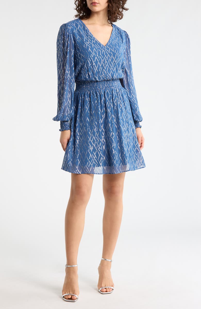 Halogen<sup>®</sup> Argyle Long Sleeve Dress, Main, color, Jbs Denim
