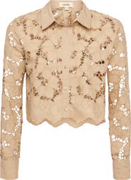 L'AGENCE Seychelle Cutwork Crop Shirt