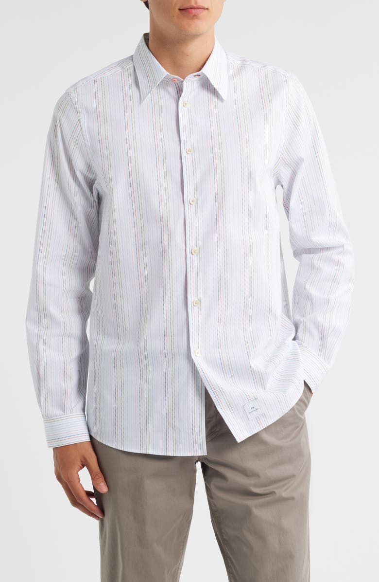 PS Paul Smith Stripe Cotton Button-Up Shirt, Main, color, Blue Multi