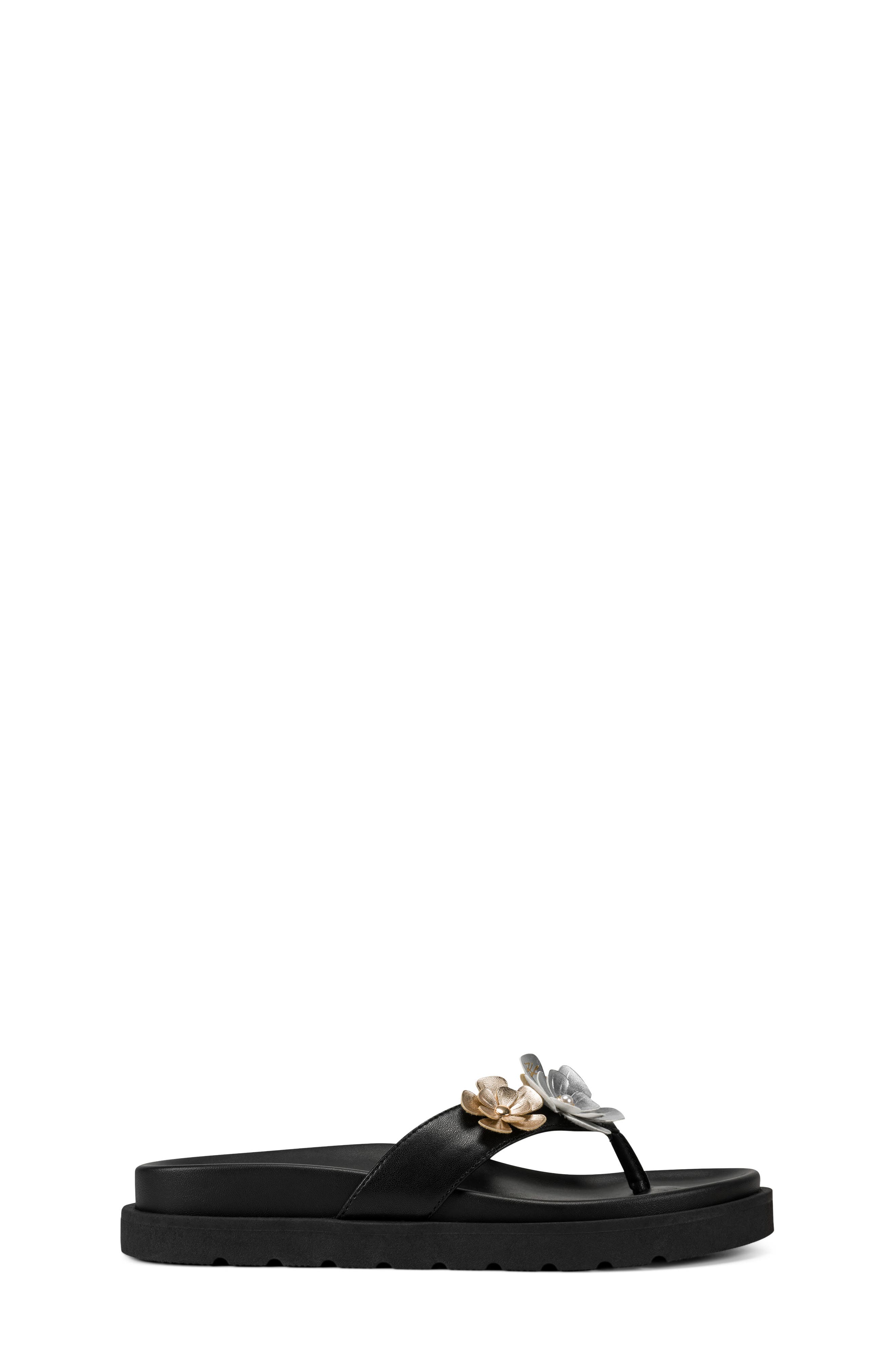 KARL LAGERFELD PARIS Hayze Fleur Flip Flop, Alternate, color, Black