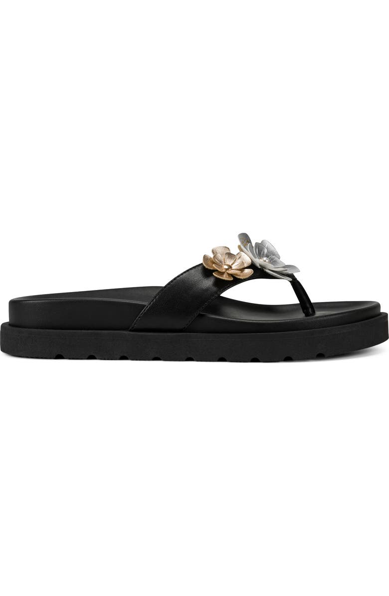 KARL LAGERFELD PARIS Hayze Fleur Flip Flop, Alternate, color, Black