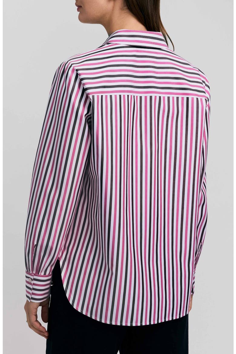 Meghan Stripe Cotton Button-Up Shirt, Alternate, color, POMEGRANATE PINK/ MULTI