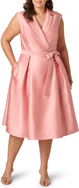 Adrianna Papell Lapel Mikado Midi Dress