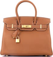 Pre-Owned Hermes Birkin Handbag Brown Togo with Gold Hardware 30