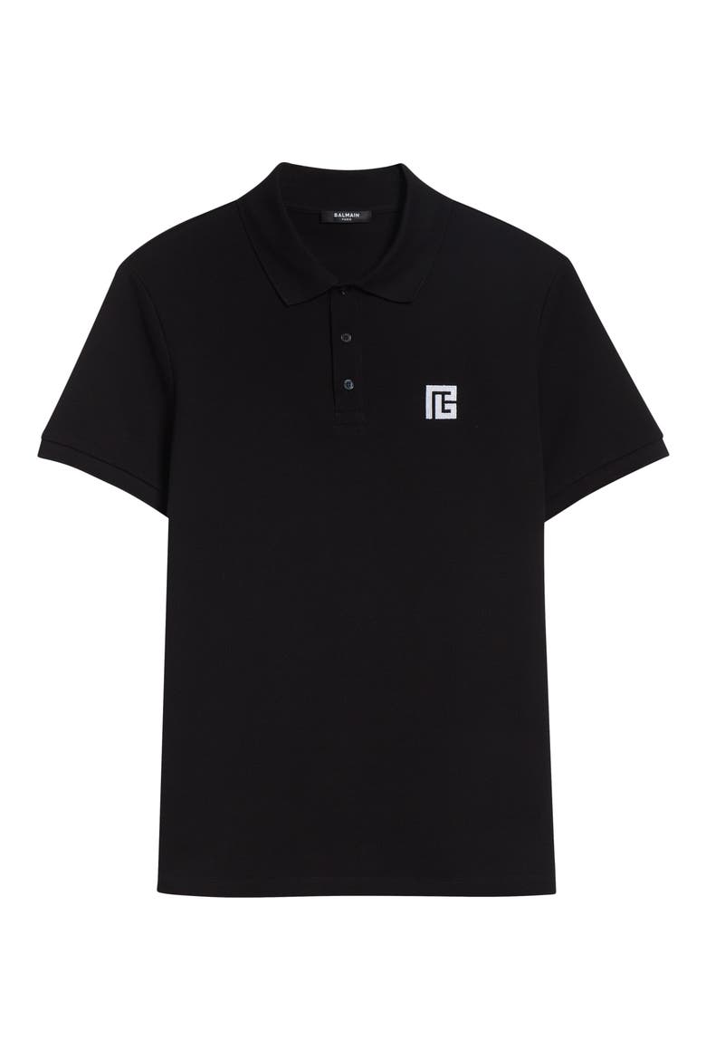 Embroidered Logo Cotton Polo, Alternate, color, EAB BLK/ WHITE