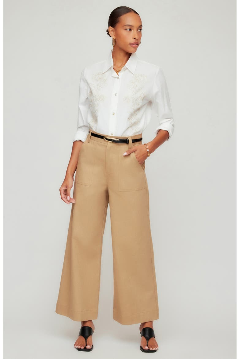 Ryder High Waist Stretch Cotton Flare Leg Pants, Alternate, color, KHAKI