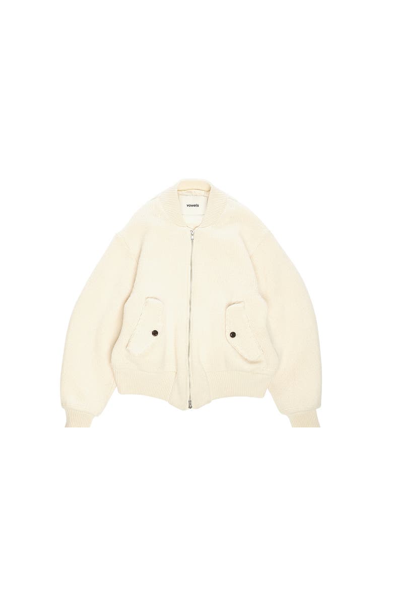 vowels Handstitch Knitted Bomber Jacket, Main, color, Cream
