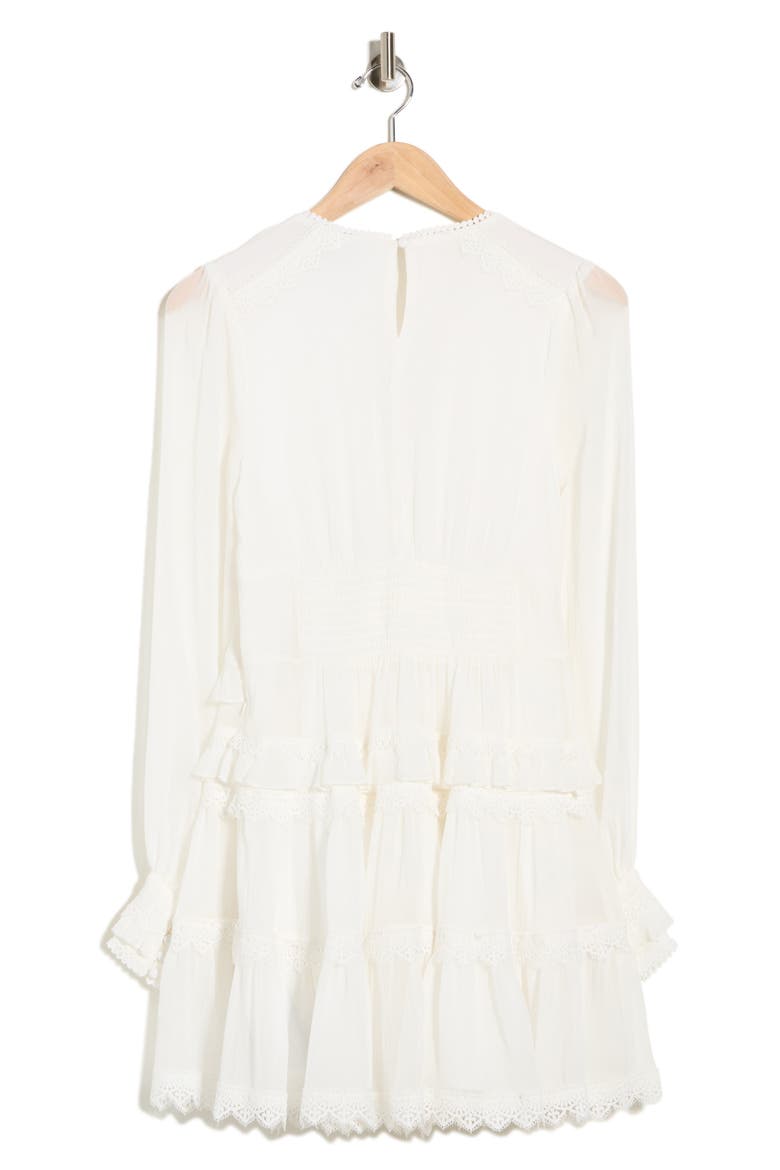 Zaphia Long Sleeve Babydoll Minidress, Alternate, color, WHITE