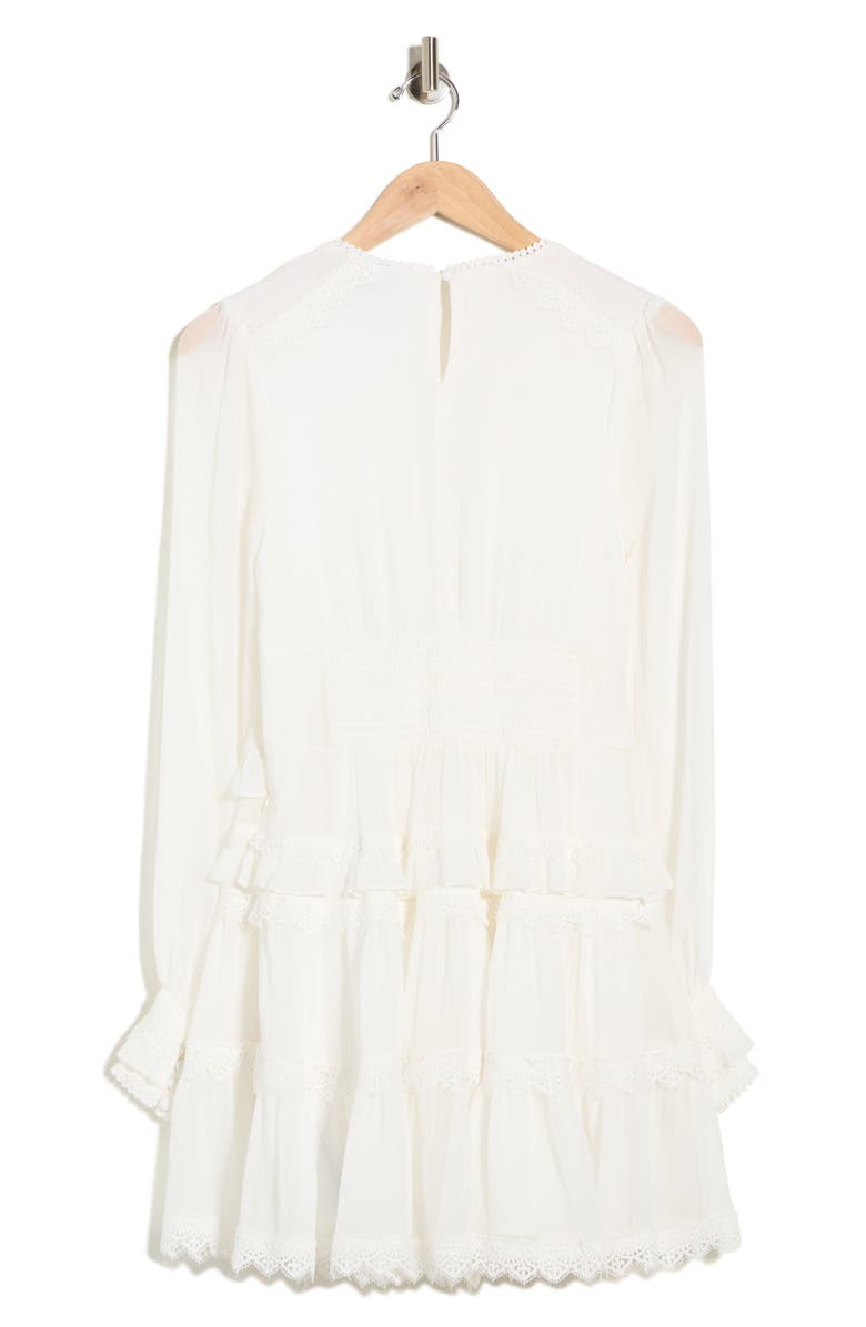 AllSaints Zaphia Long Sleeve Babydoll Minidress, Alternate, color, White