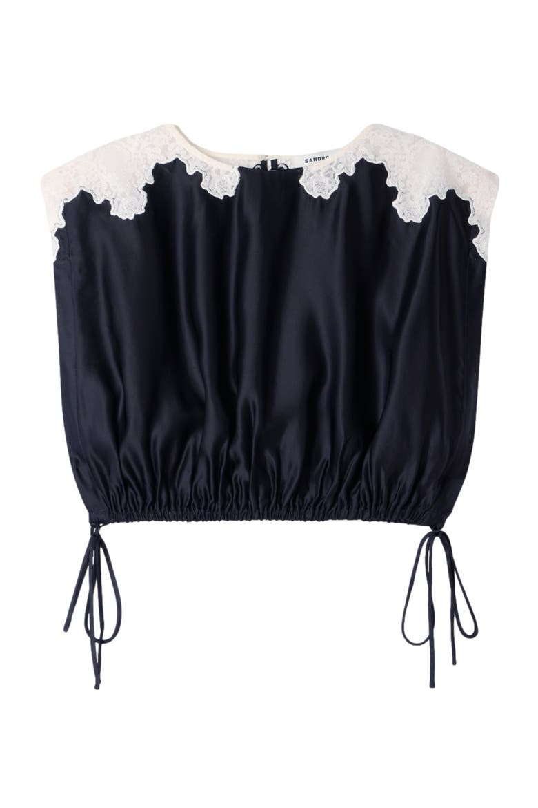 Contrast lace crop top, Alternate, color, Black / ecru