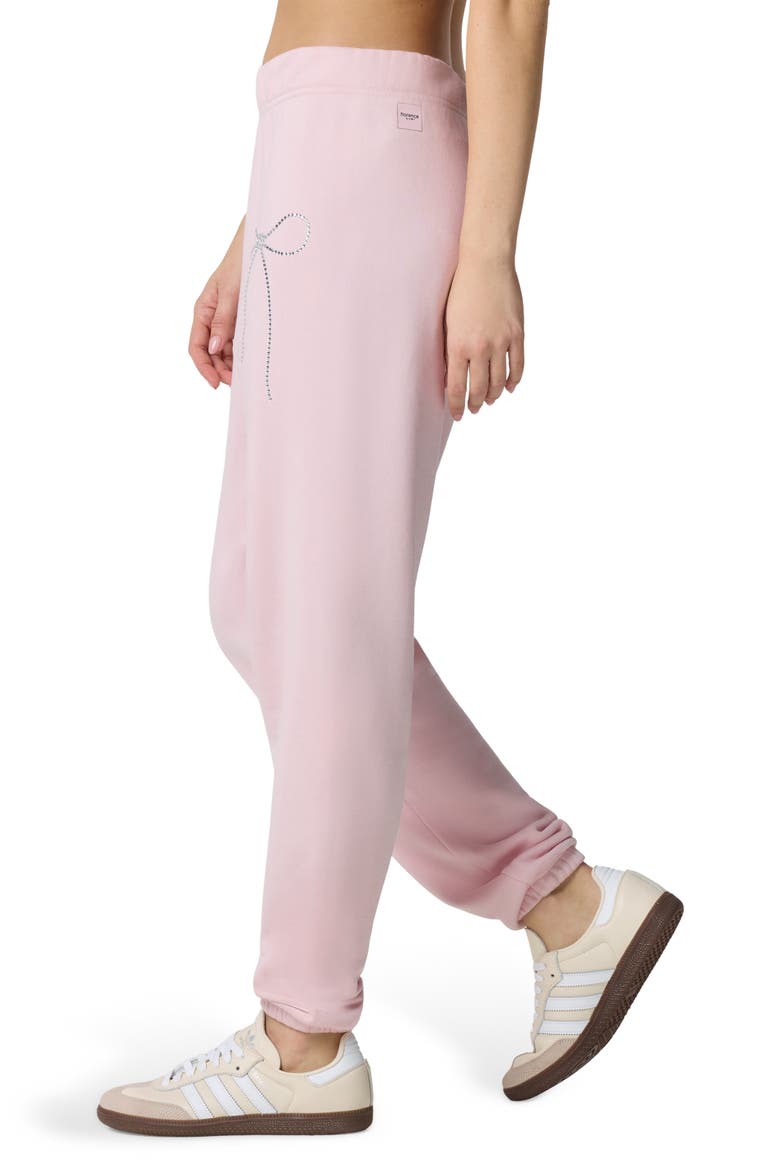 Crystal Bow Detail Joggers, Alternate, color, BALLET SLIPPER