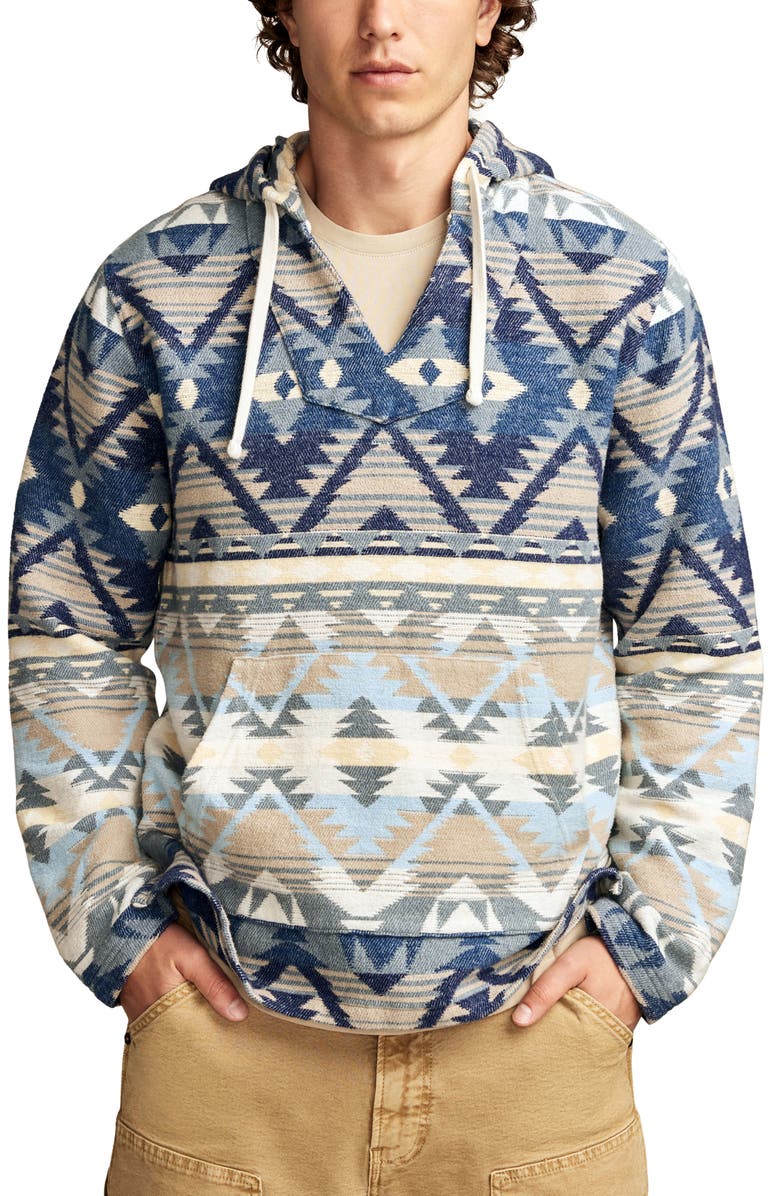 Lucky Brand Southwest Jacquard Cotton Baja Hoodie, Main, color, 