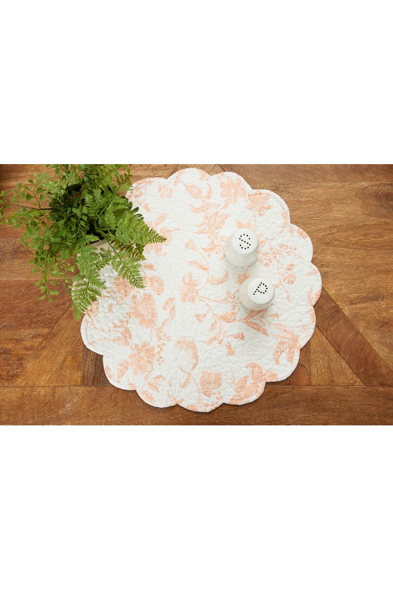 Brighton Pink Vintage Flowers 100% Cotton Round Set of 6 Placemats 17", Alternate, color, Pink
