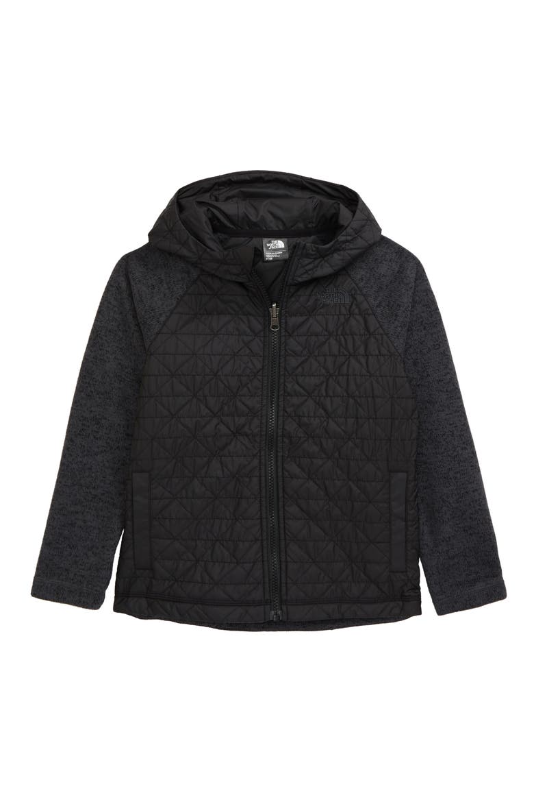 Kids' Quilted Sweater Fleece Hoodie, Main, color, TNF BLACK