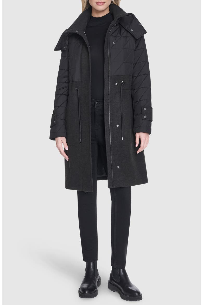 Synclaire Quilted Coat, Alternate, color, BLACK