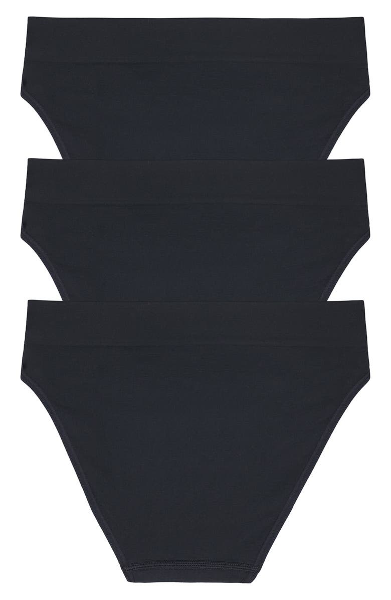 DKNY Litewear 3-Pack High Leg Seamless Briefs, Alternate, color, Black