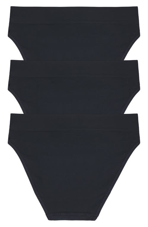 Dkny Litewear 3-pack High Leg Seamless Briefs In Black