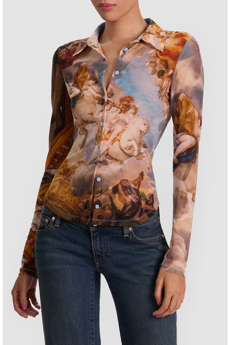 Jade Mesh Button-Up Shirt, Main, color, RENAISSANCE FAIR