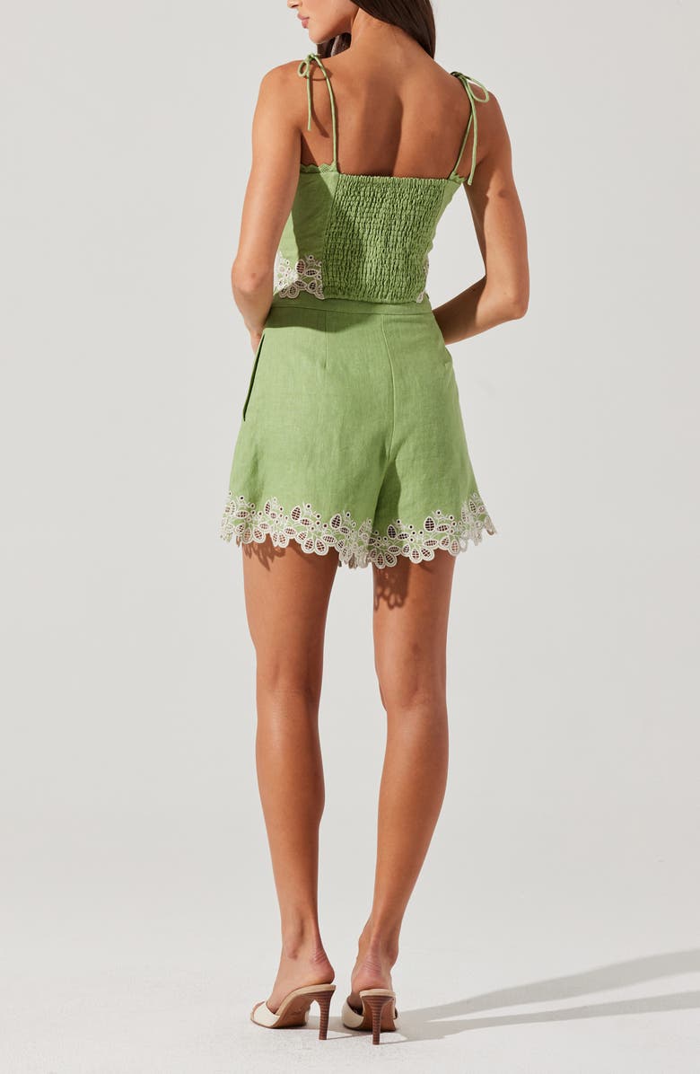 ASTR the Label Kiya Eyelet Hem Linen Camisole, Alternate, color, Avocado