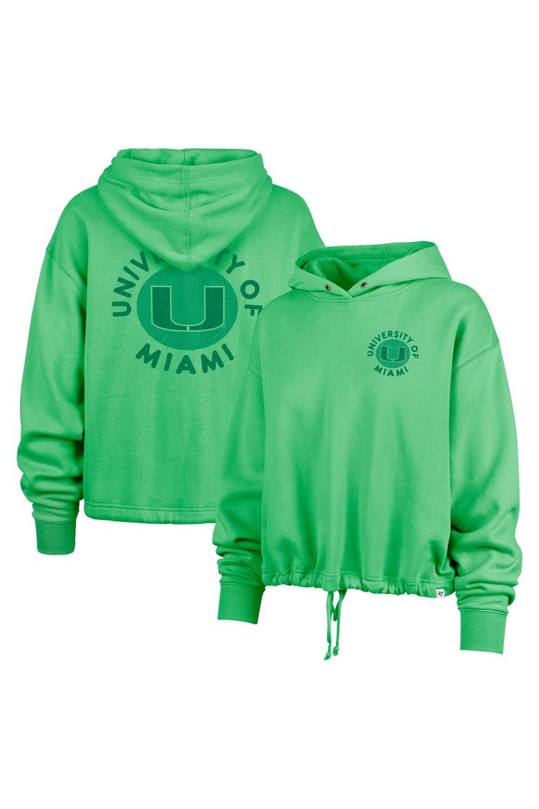 Women's '47  Green Miami Hurricanes Luminance Dot Venice Pullover Hoodie, Main, color, Green