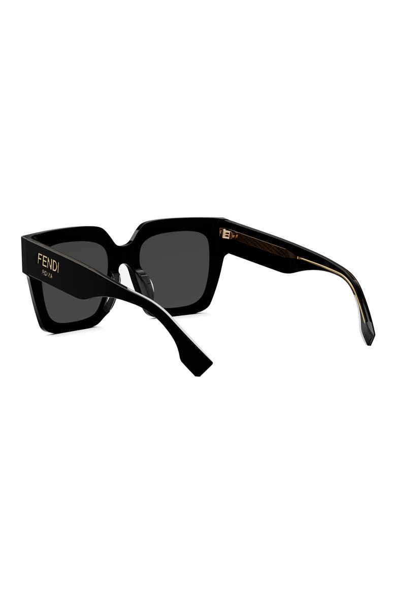 'Fendi Roma 50mm Square Sunglasses, Alternate, color, BLACK