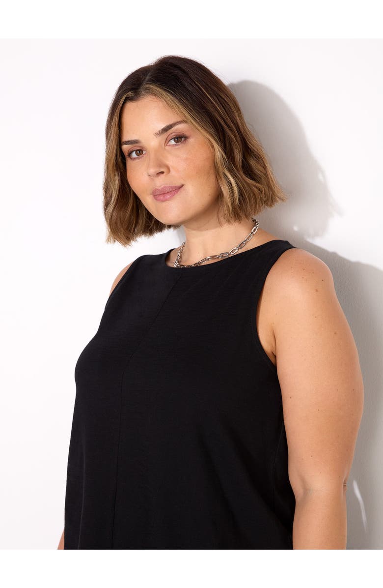 Live Unlimited Round Cotton Slub Neck Vest, Alternate, color, Black