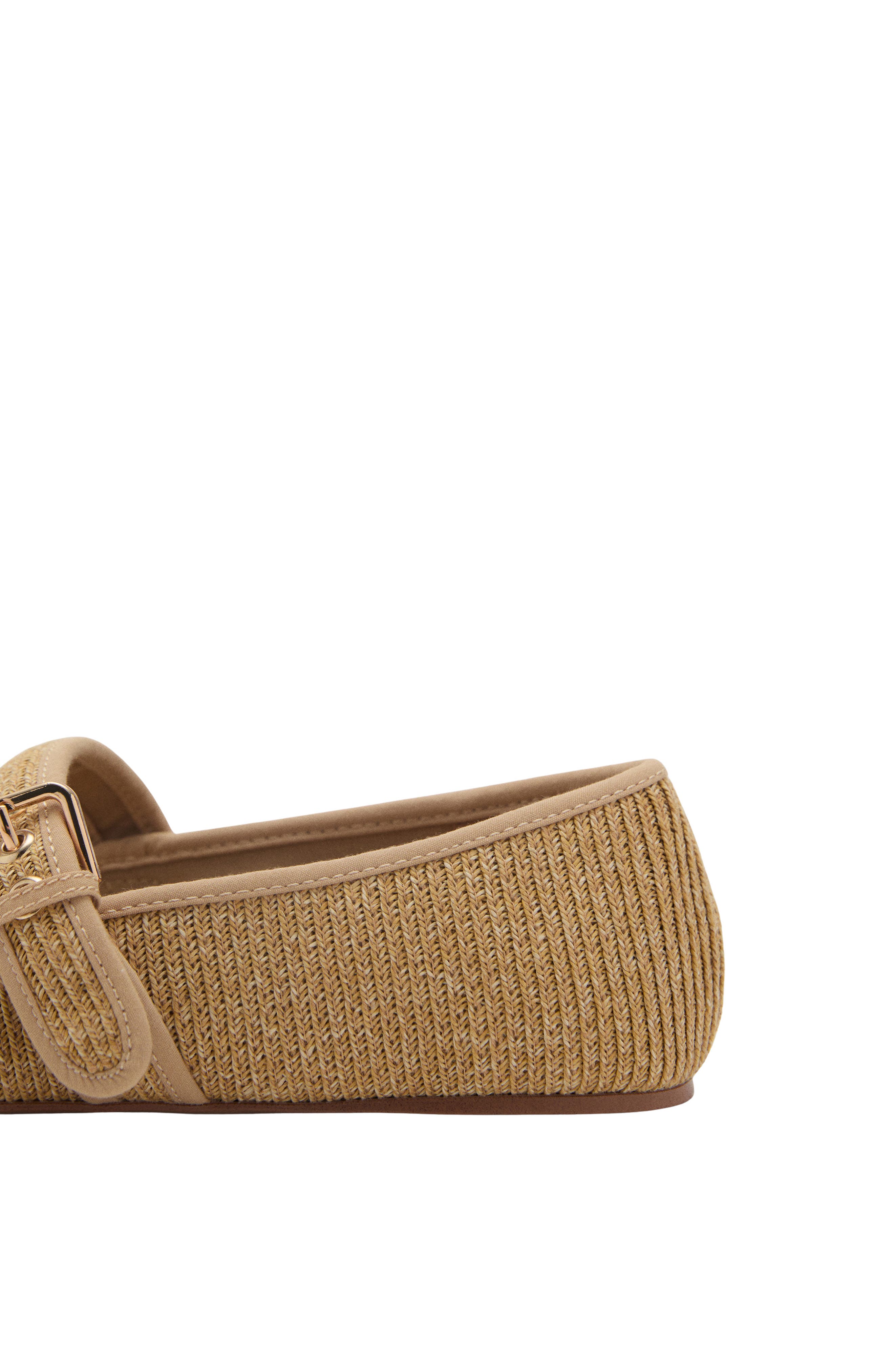 MANGO Buckle Woven Mary Jane Flat, Alternate, color, Medium Brown