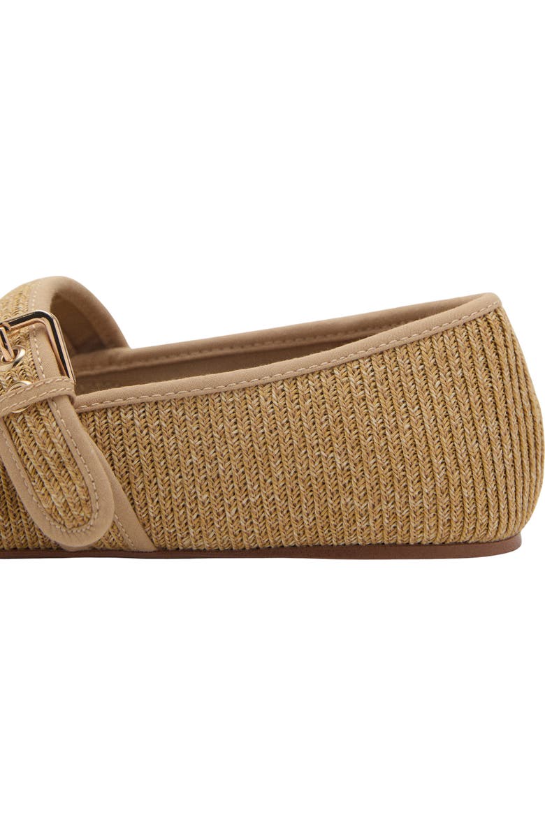 MANGO Buckle Woven Mary Jane Flat, Alternate, color, Medium Brown