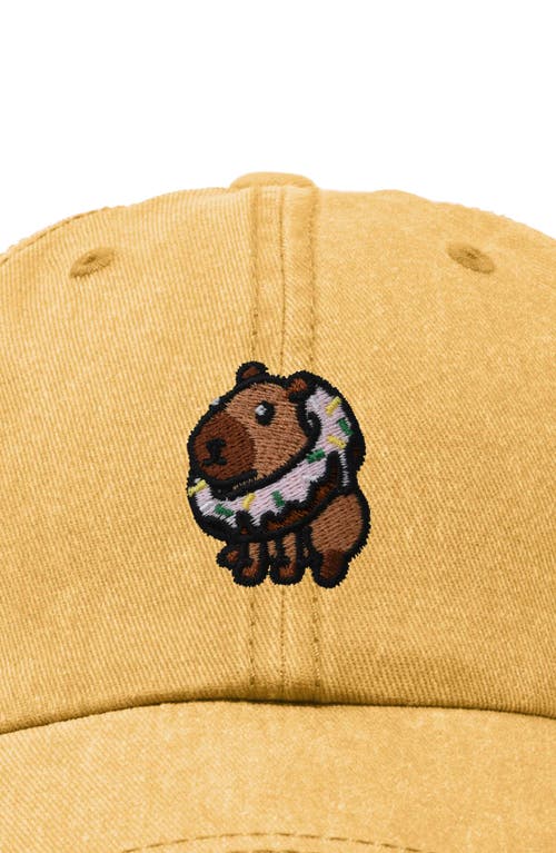 Dalix Capybara Donut Embroidered Cap In Washed Gold
