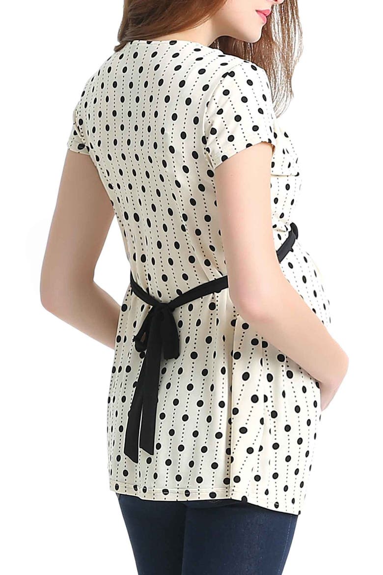 Maternity Nursing Polka Dot Print Top, Alternate, color, Beige
