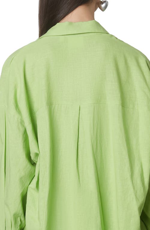 Nia Tony Oversize Long Sleeve Button-up Shirt In Green