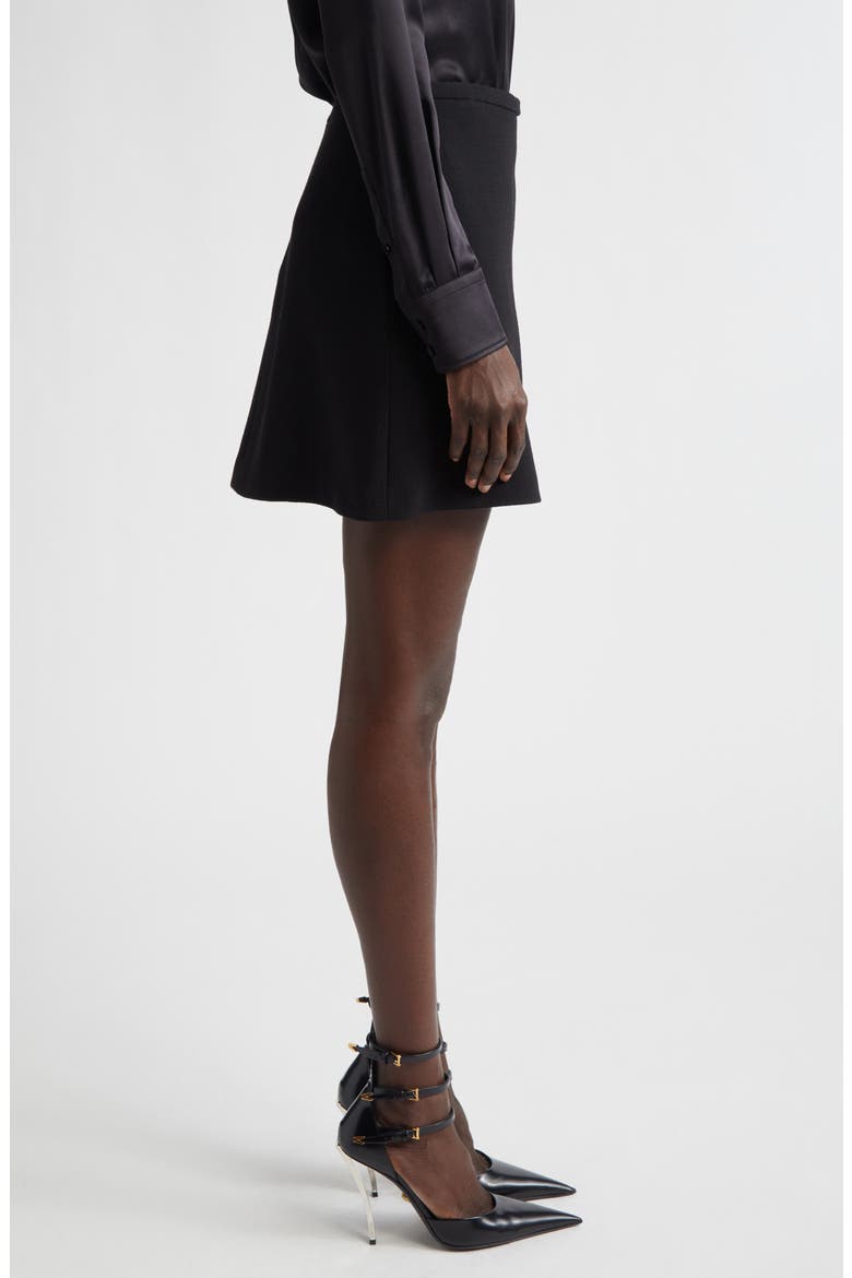 Medusa '95 Double Face Virgin Wool Crepe Miniskirt, Alternate, color, 1B000-BLACK