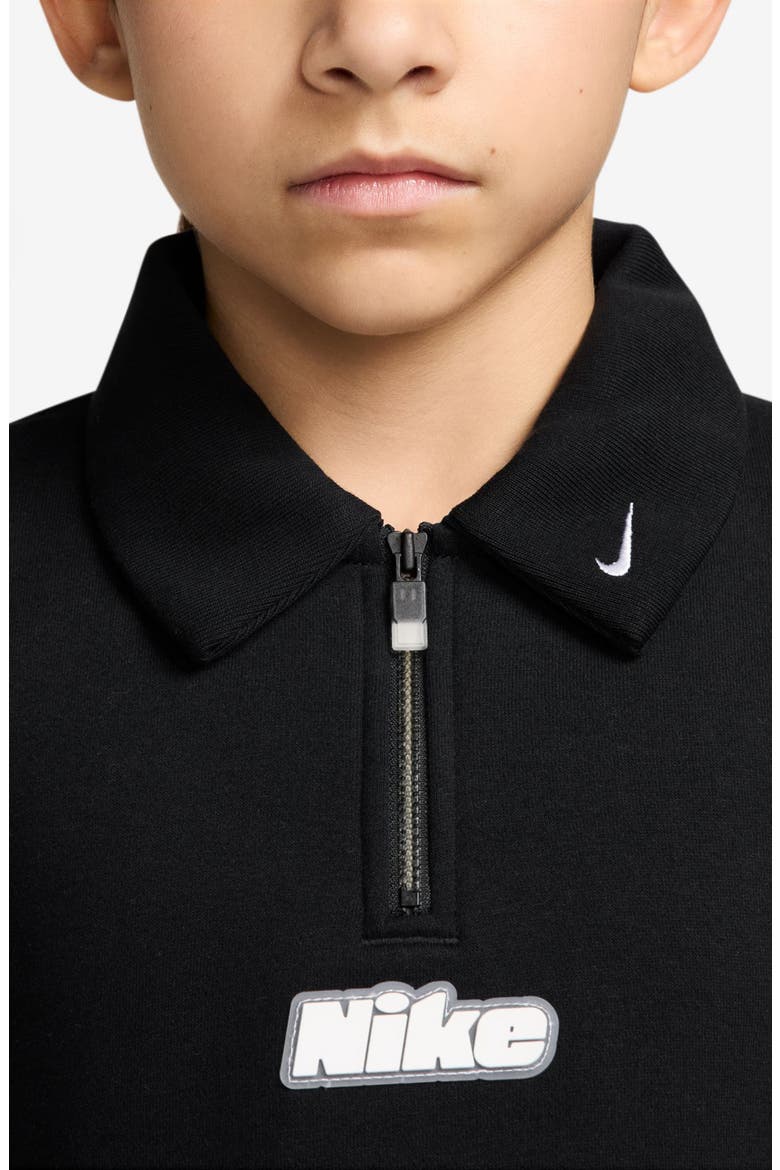 Kids' Studio Fleece Quarter Zip Pullover, Alternate, color, 010 BLACK/WHITE