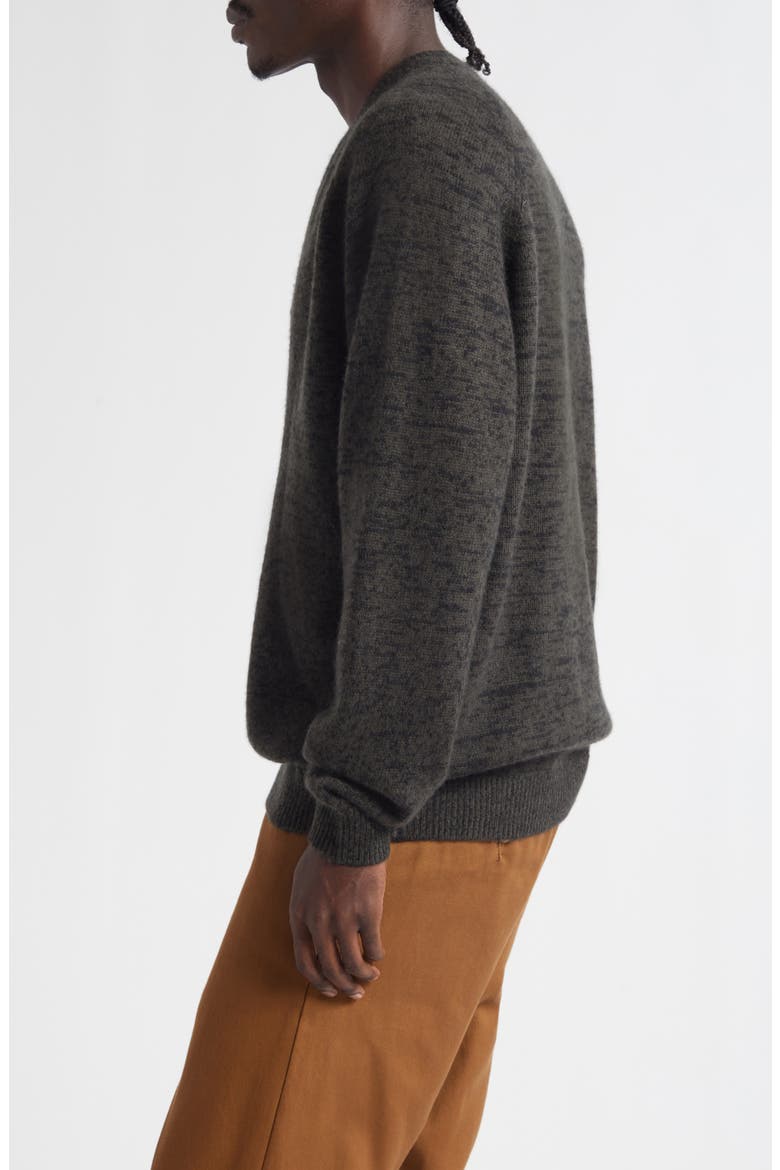 BF Cashmere & Wool V-Neck Sweater, Alternate, color, BLACK OLIVE / BLACK