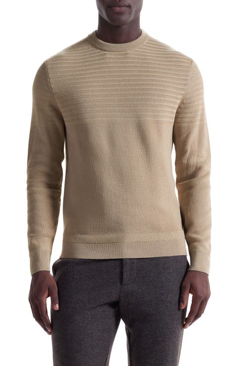 Mixed Stitch Cotton Crewneck Sweater
