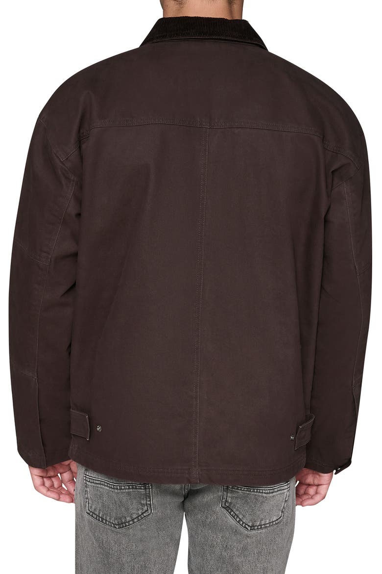 Waxed Cotton Jacket with Corduroy Collar, Alternate, color, BROWN