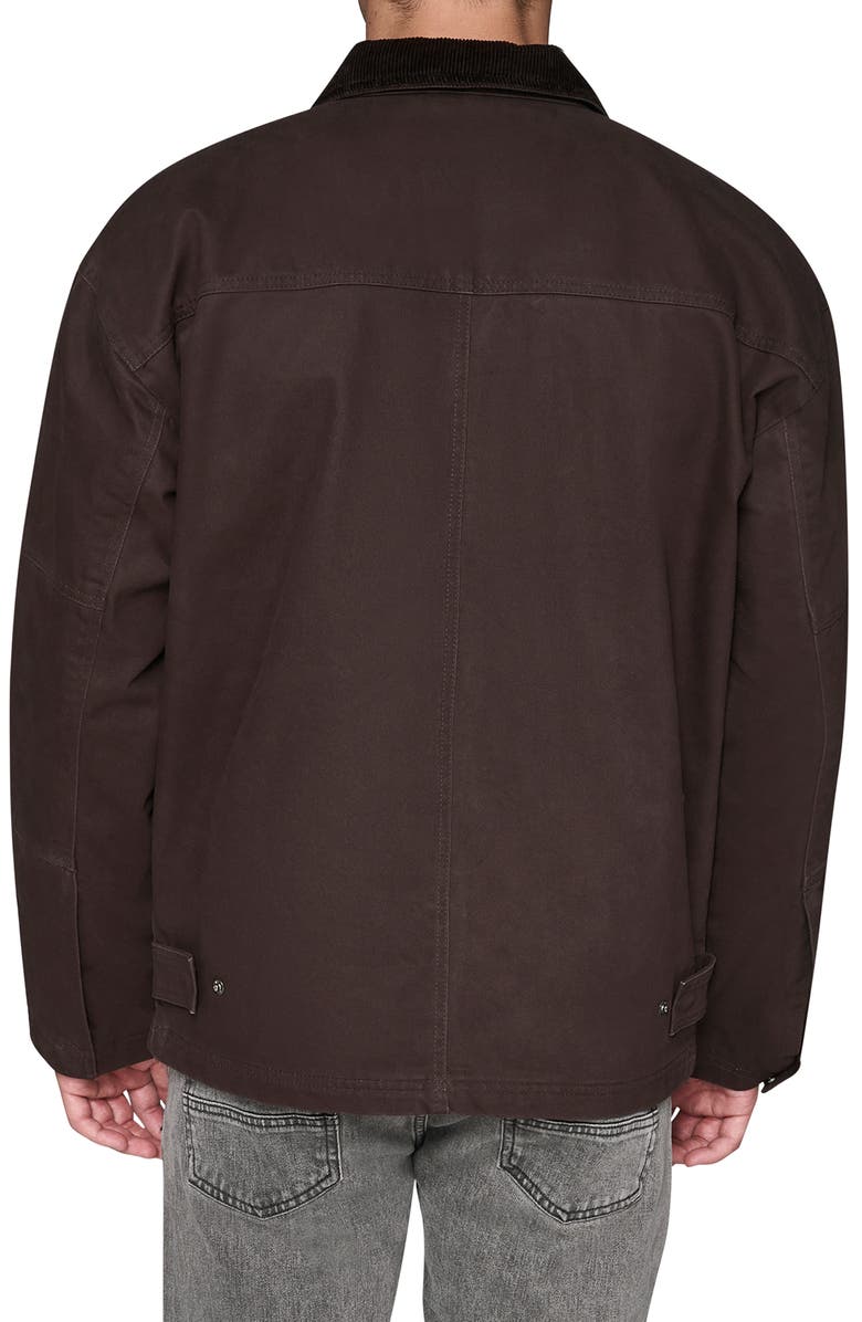 KARL LAGERFELD Waxed Cotton Jacket with Corduroy Collar, Alternate, color, Brown