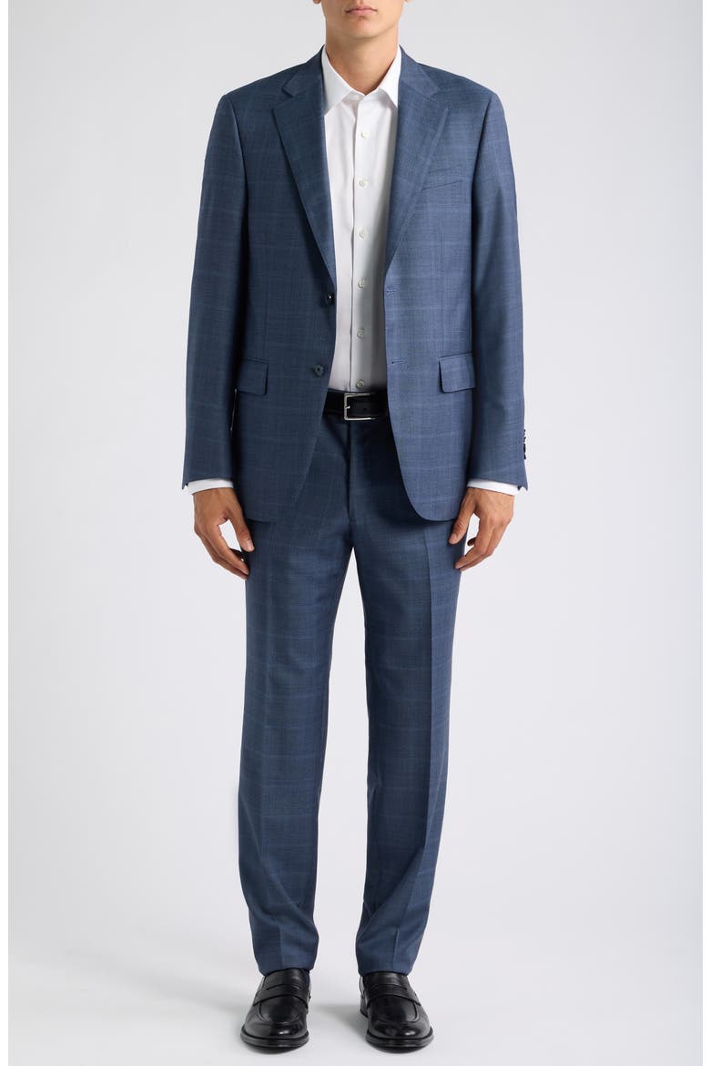 Flynn Classic Fit Blue Mélange Windowpane Check Wool Suit, Main, color, MEDIUM BLUE