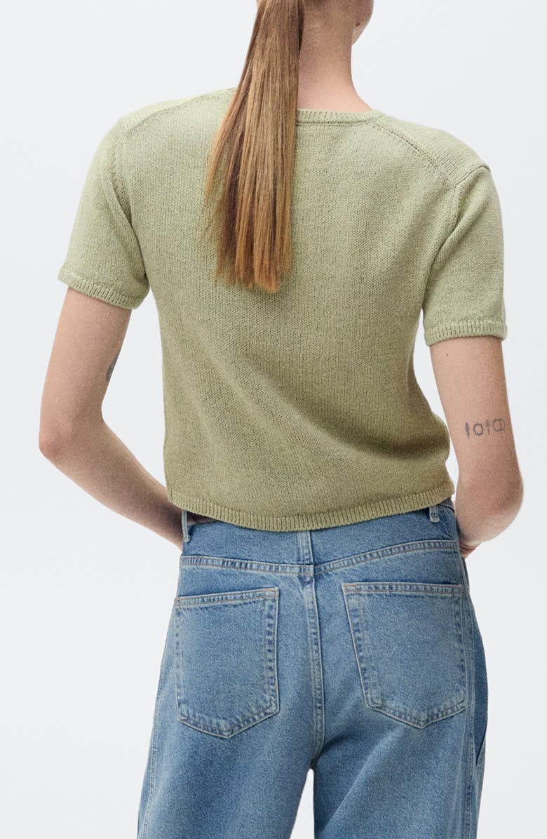 MANGO Madeano Short Sleeve Crewneck Sweater, Alternate, color, Aqua Green