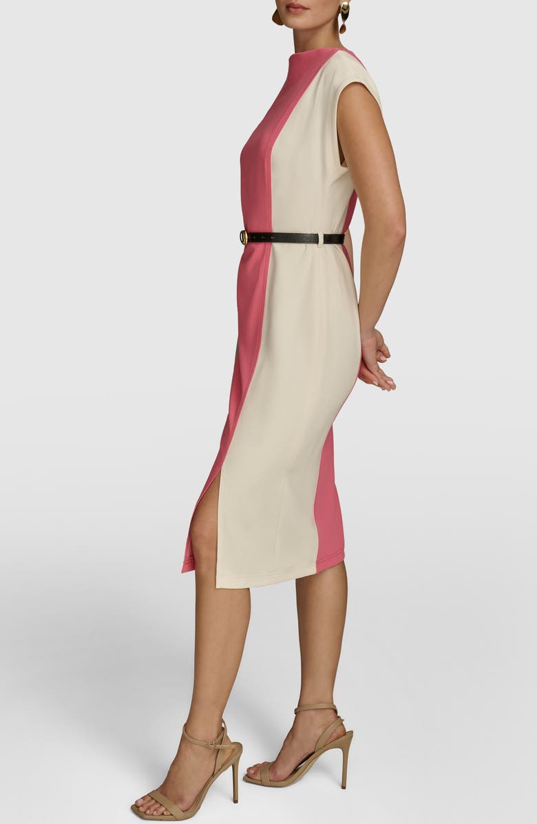 Donna Karan New York Colorblock Sheath Dress, Alternate, color, Rose Quartz/ Mink/ Pristinee