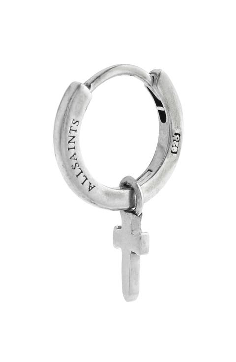 Men's Cross Huggie Hoop Earring