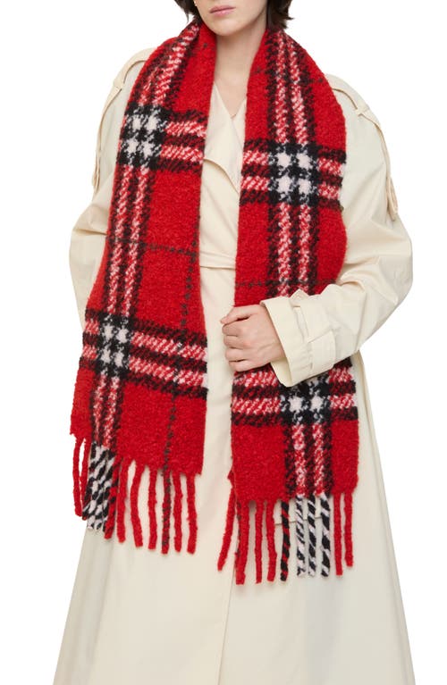 Burberry Check Alpaca Wool Blend Bouclé Scarf In Red