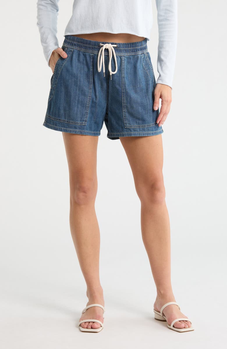 James Perse Drawstring Denim Shorts, Main, color, Med Wash
