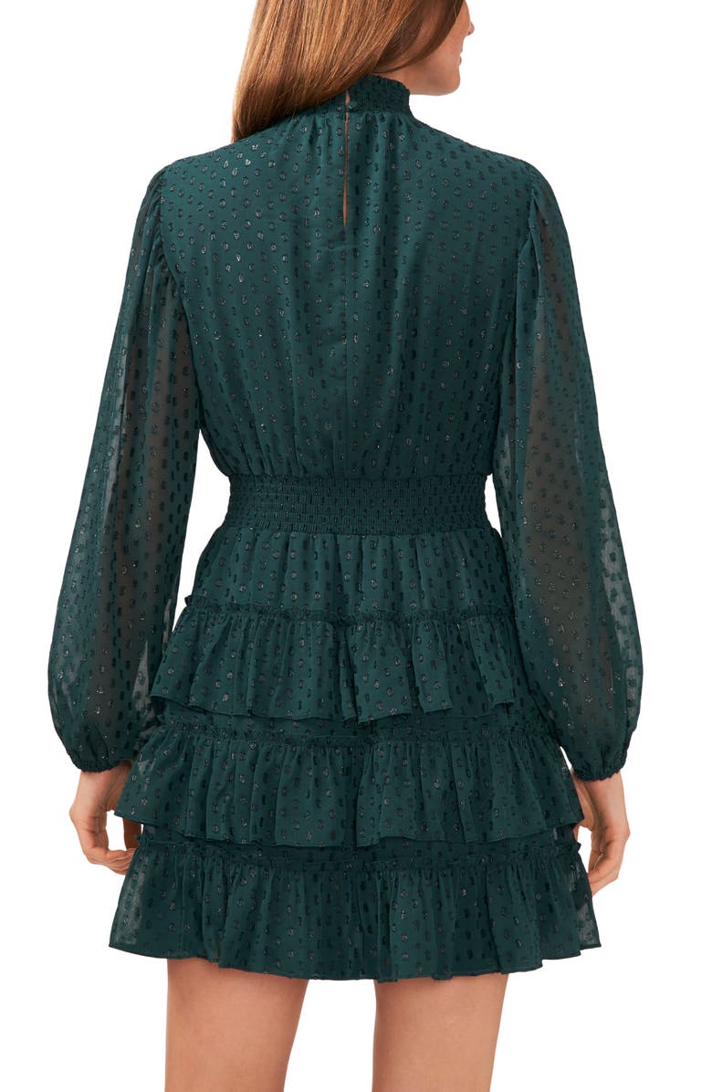 Halogen<sup>®</sup> Polka Dot Long Sleeve Tiered Ruffle Minidress, Alternate, color, 