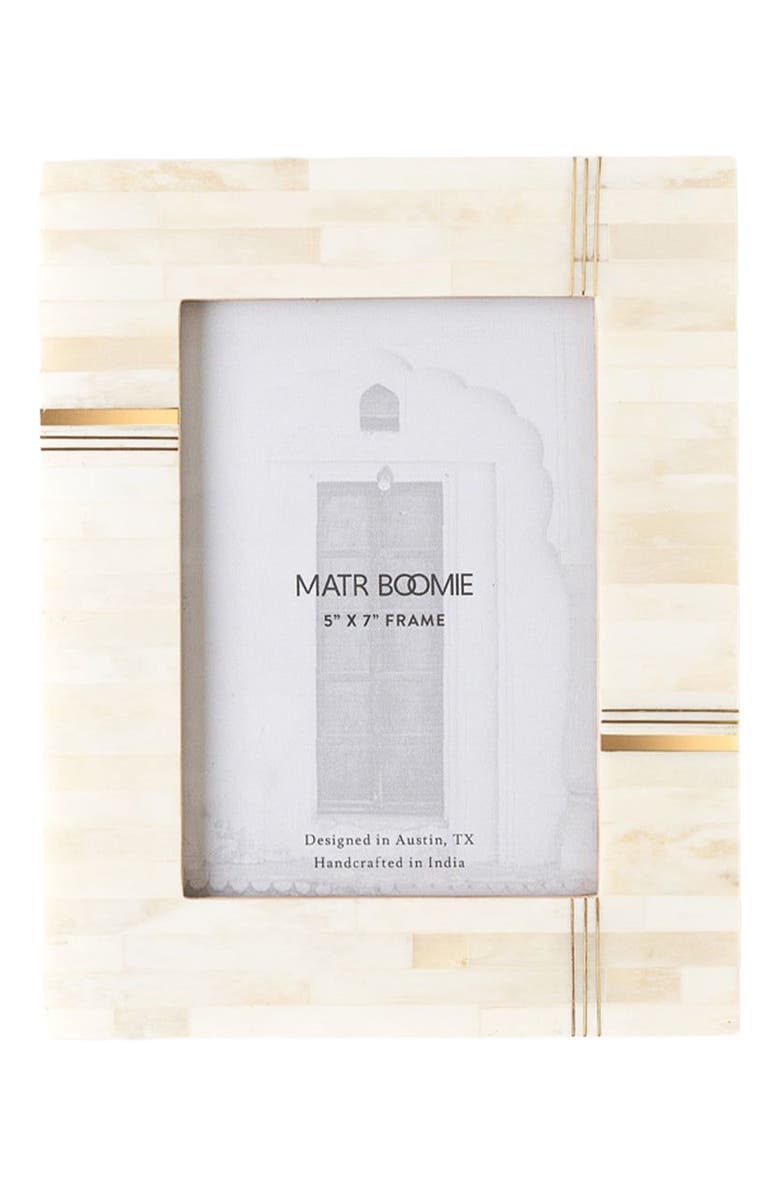 Matr Boomie Mukhendu Cream Picture Frame - Carved Bone, Brass Bar, Main, color, White
