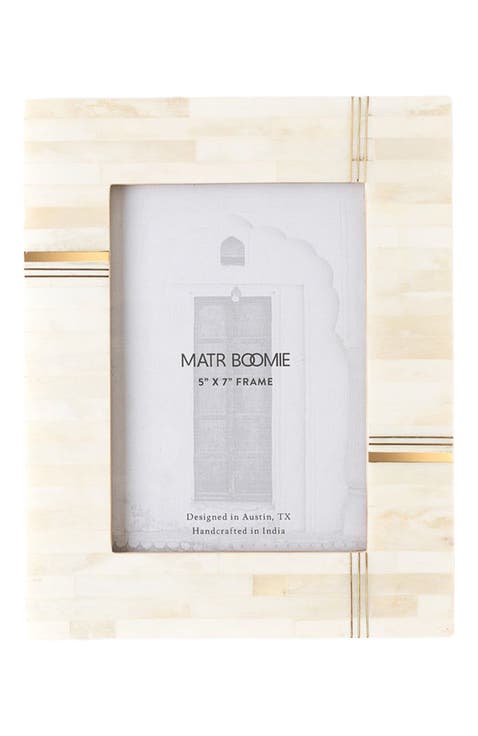 Mukhendu Cream Picture Frame - Carved Bone, Brass Bar